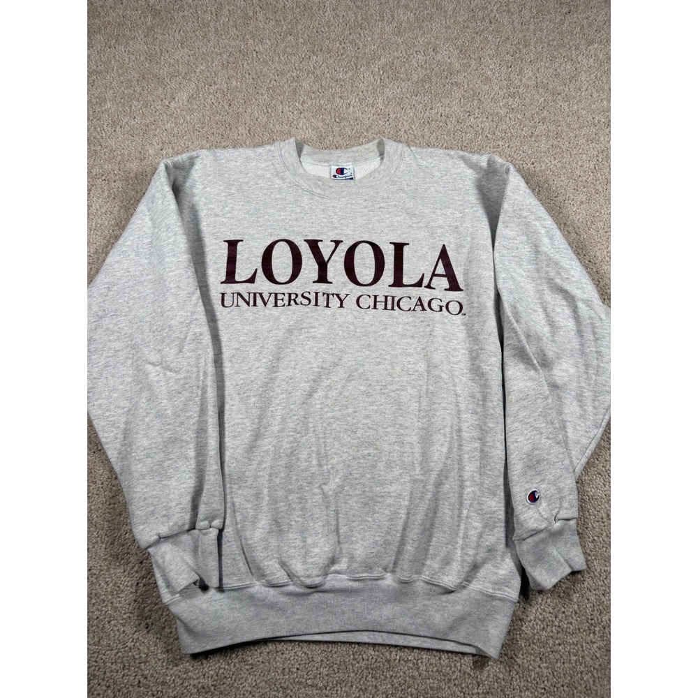 VTG Champion Loyola University Chicago Sweatshirt Grey Medium Fleece pullover